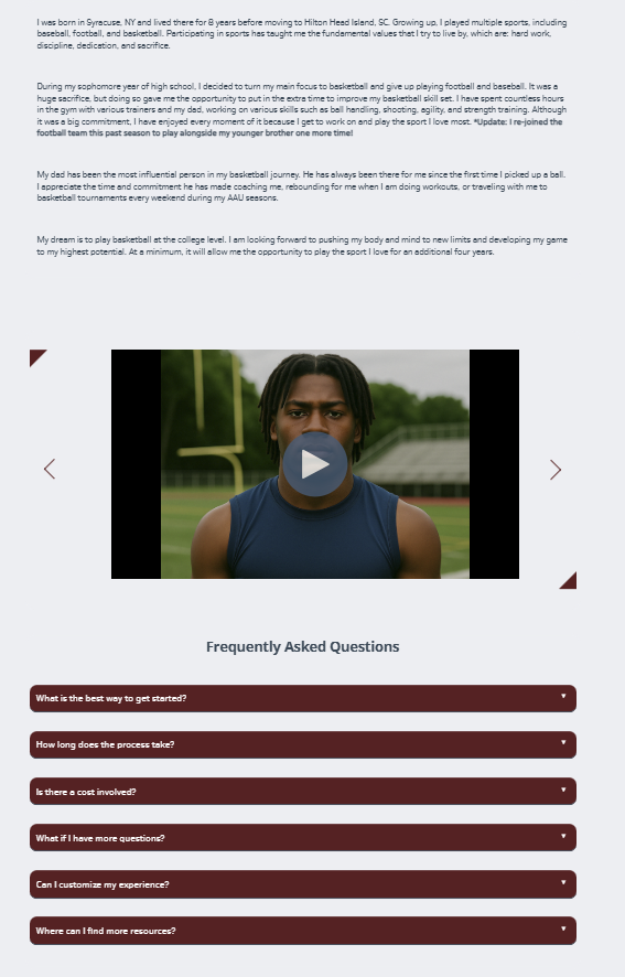 Sports Page template body placeholder