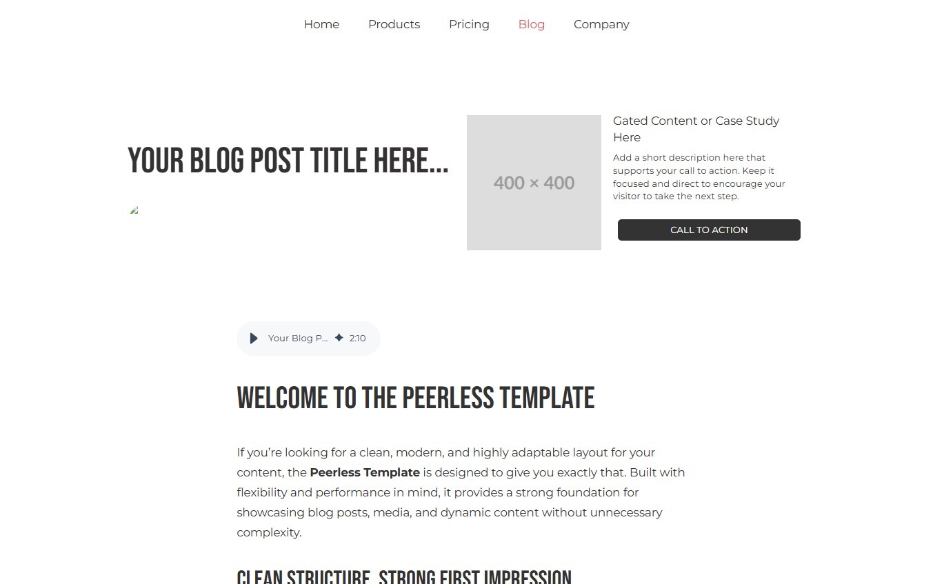 Blog Post template preview